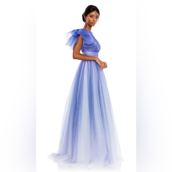 Glitter ombré ruffled one shoulder ballgown - Picture 2 of 4